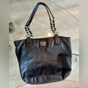 Coach Madison Chelsea Black/Silver Leather Tote Handbag